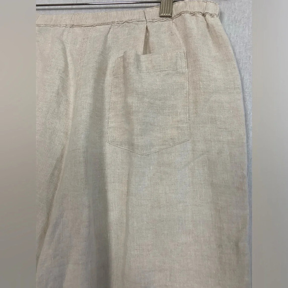 Talbots cream colored pull on Irish  linen cropped wide leg pants Sz M - Picture 3 of 13